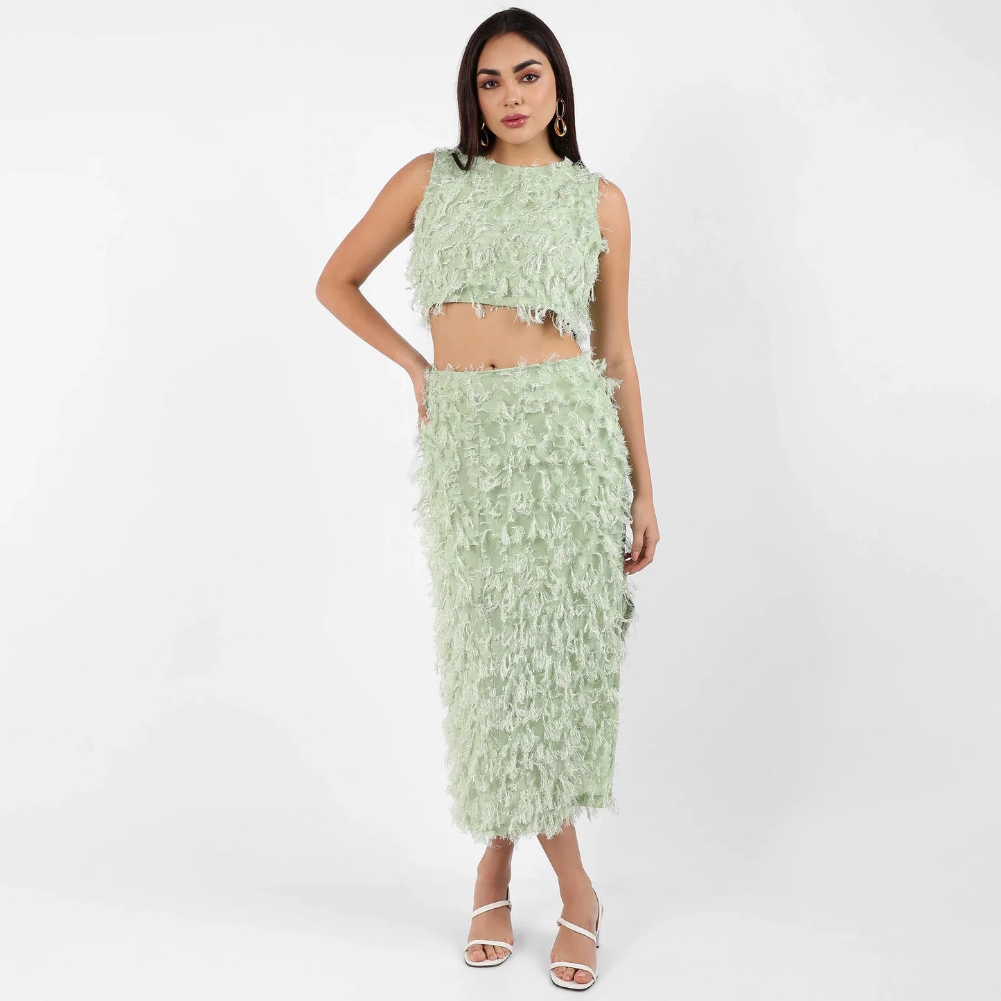 Sage Green Tassel Crop Co-Ords