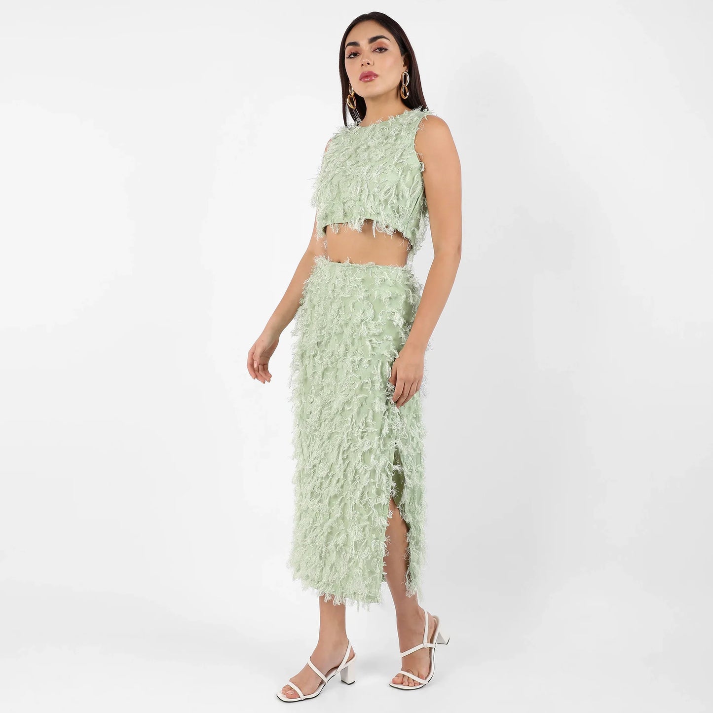 Sage Green Tassel Crop Co-Ords