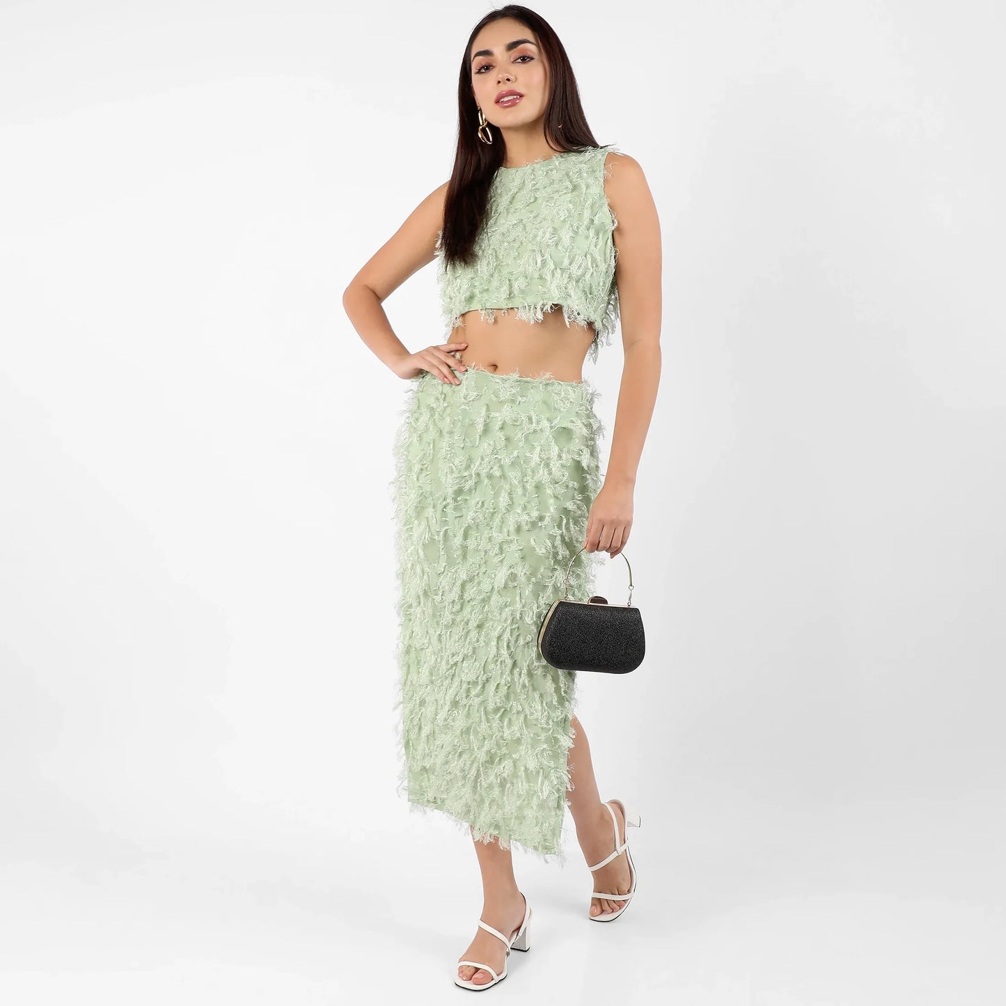 Sage Green Tassel Crop Co-Ords