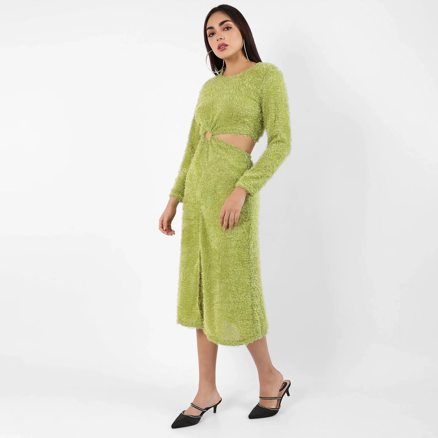 Orange Sherpa Cut-Out Dress
