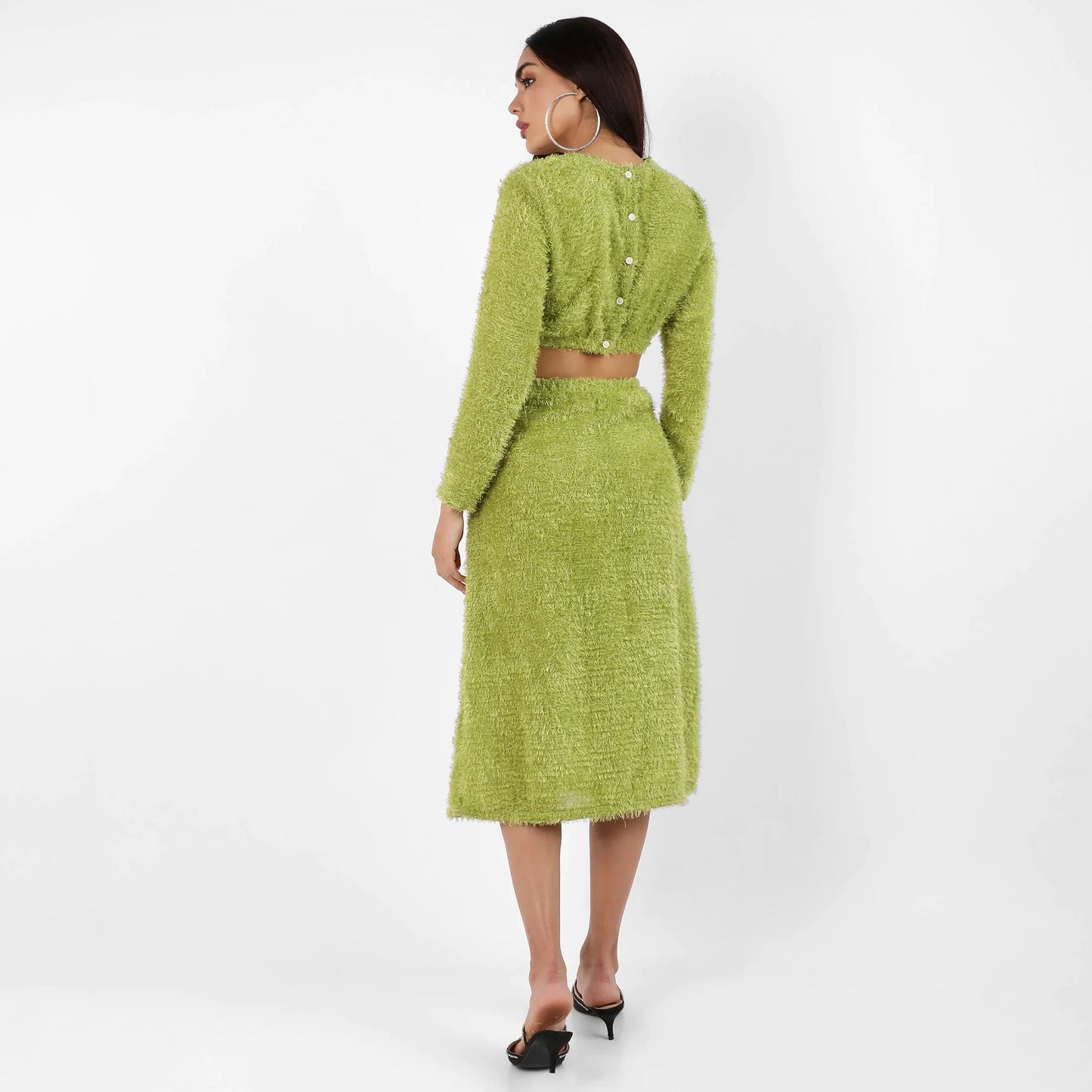 Orange Sherpa Cut-Out Dress