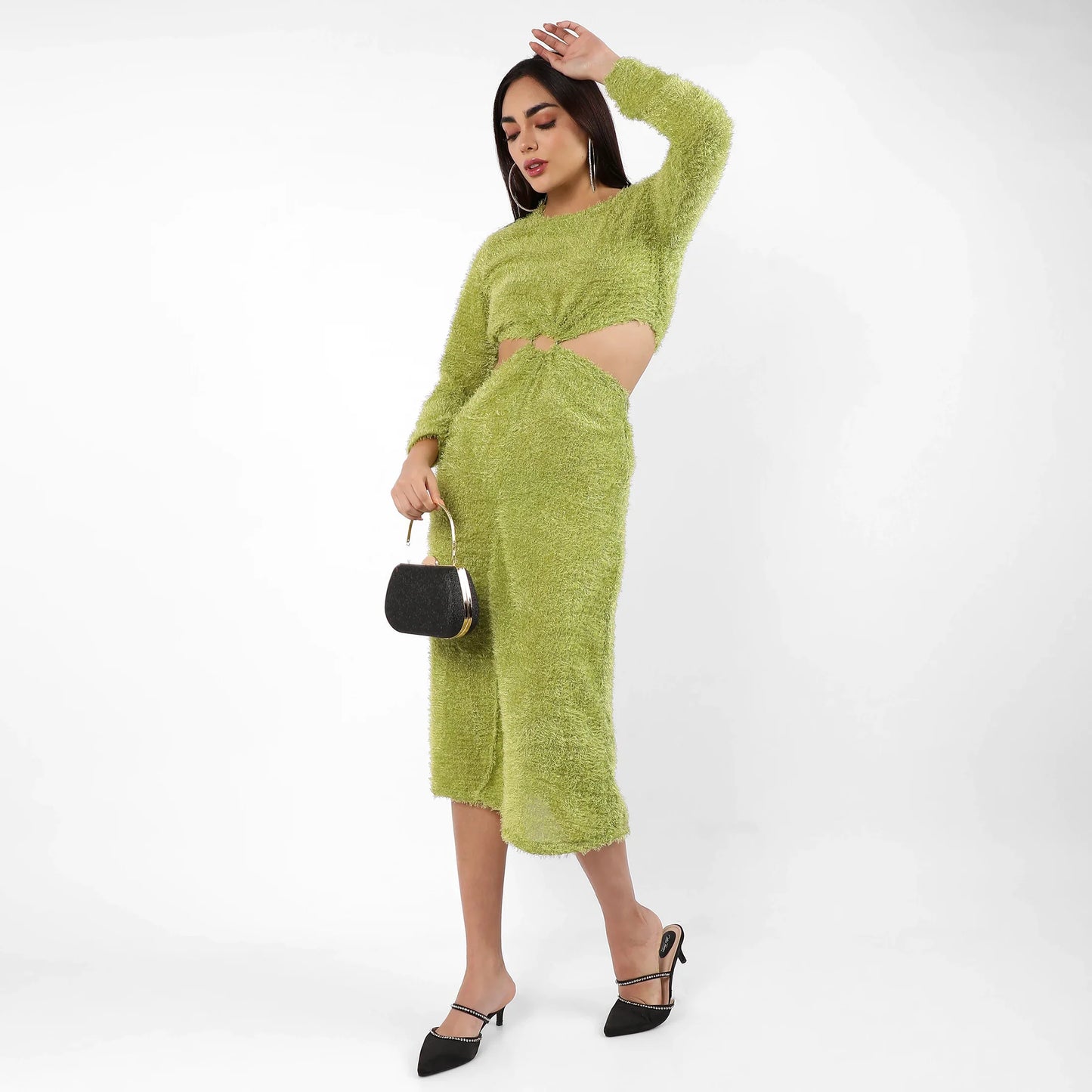 Orange Sherpa Cut-Out Dress
