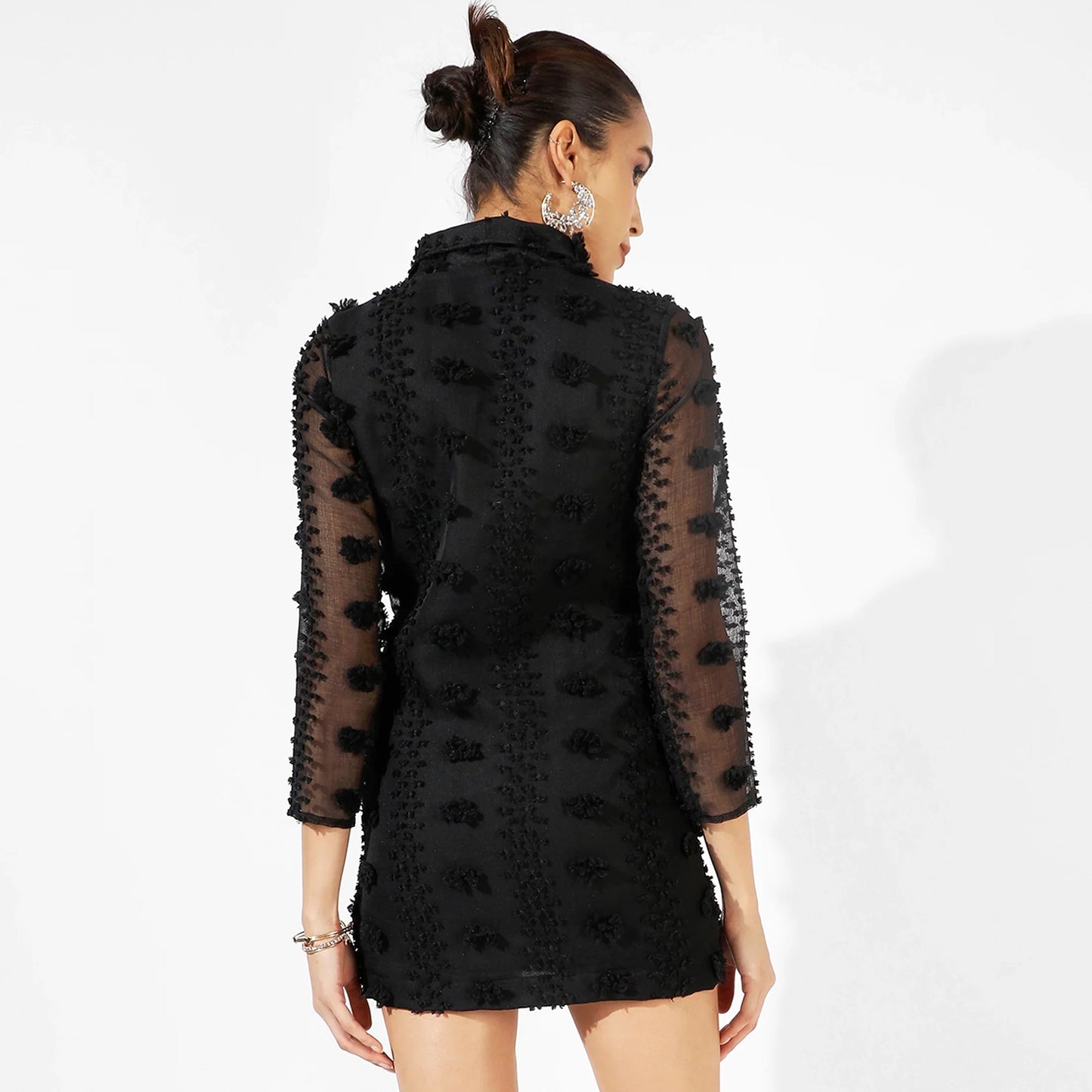 Black Single-Breasted Blazer Dress