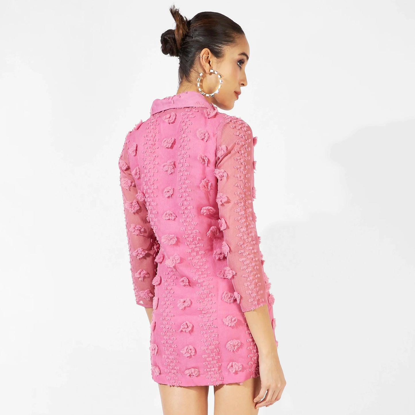 Pink Single-Breasted Blazer Dress