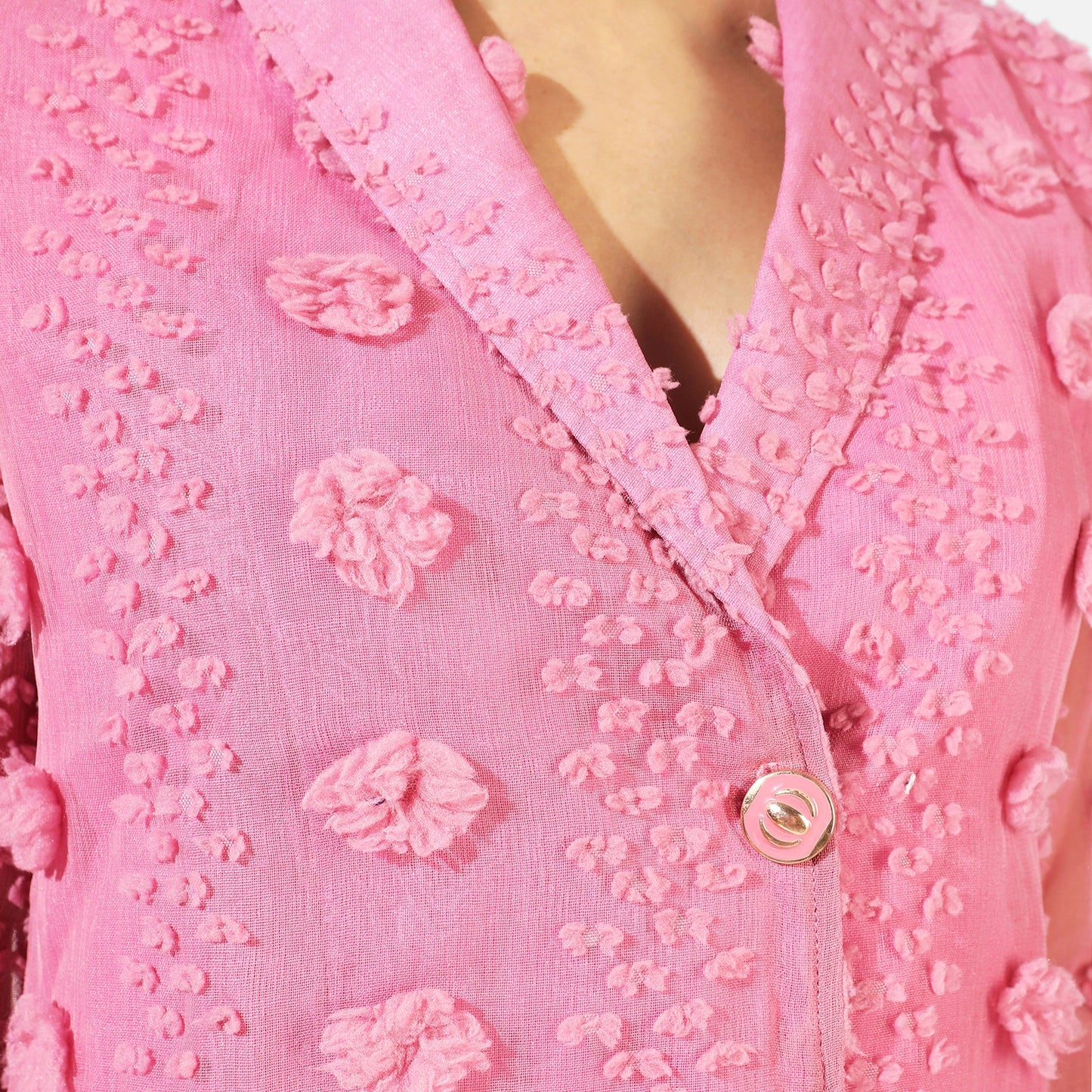 Pink Single-Breasted Blazer Dress