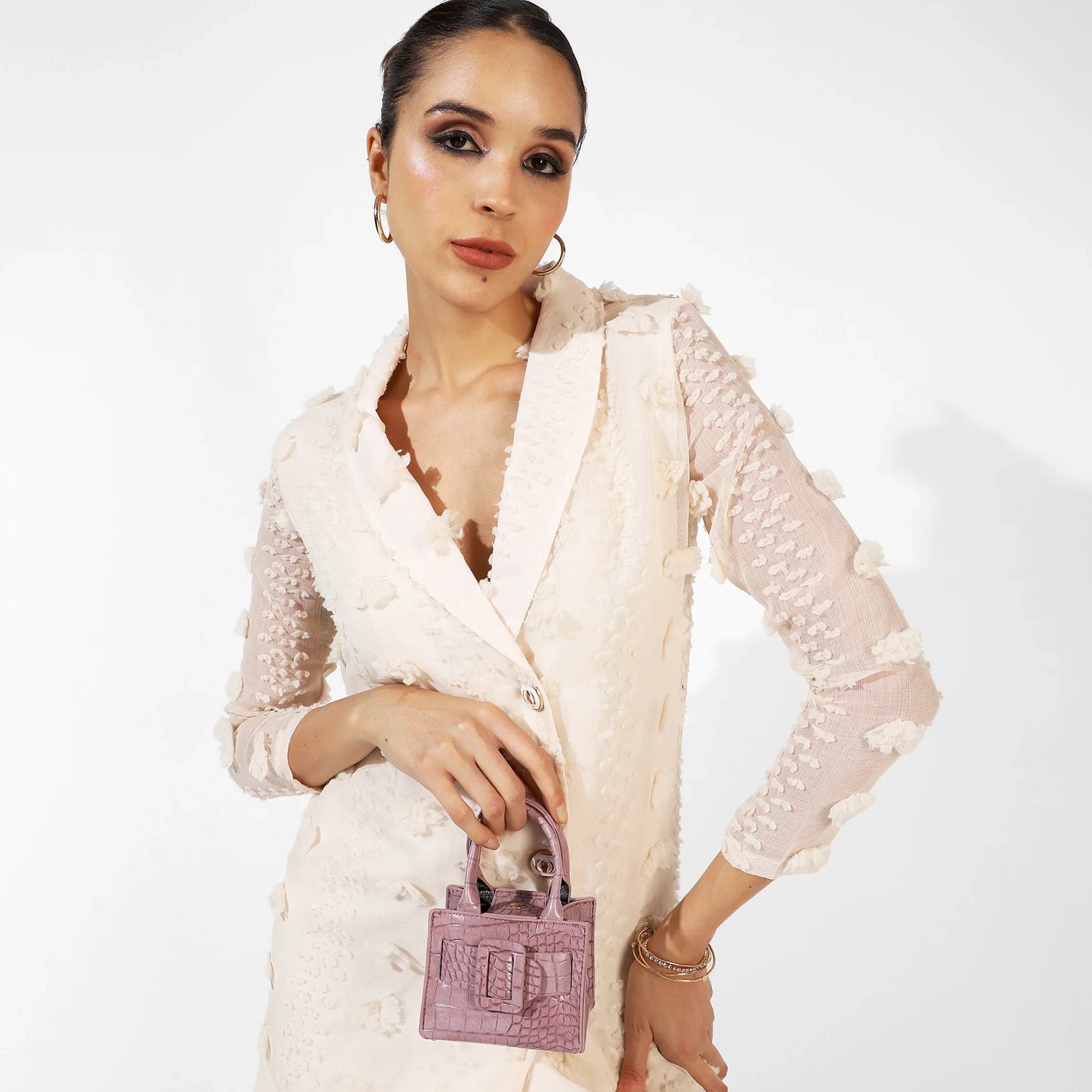 beige Single-Breasted Blazer Dress