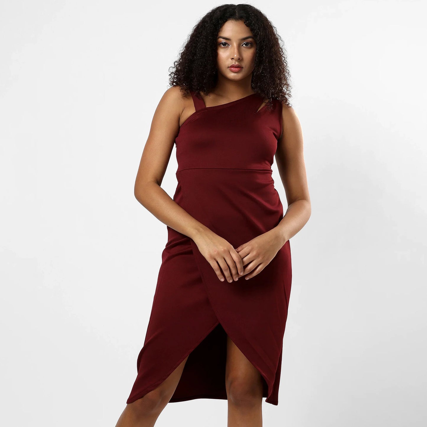 SOLID MAROON DRESS