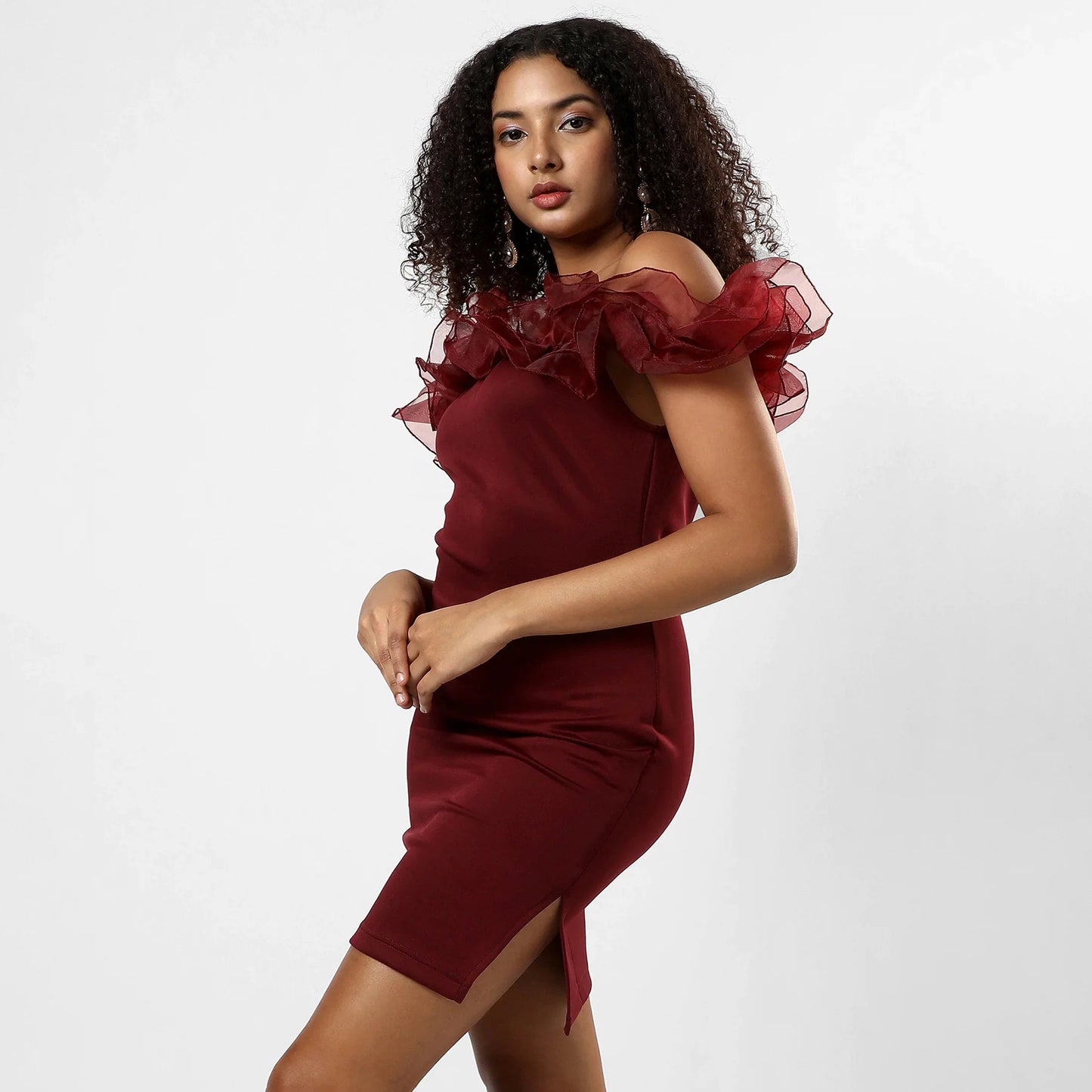 SOLID MAROON DRESS