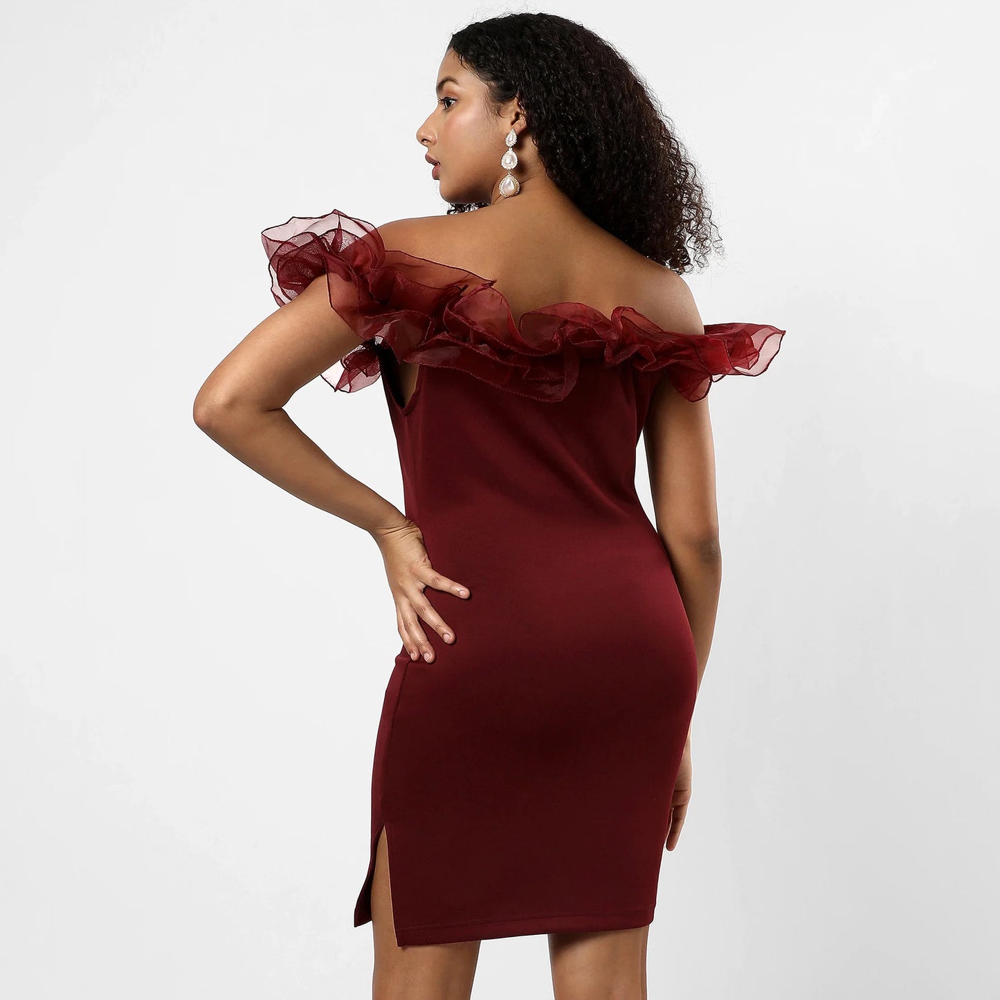 SOLID MAROON DRESS
