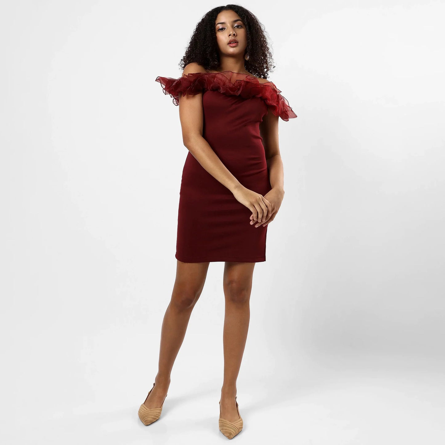 SOLID MAROON DRESS