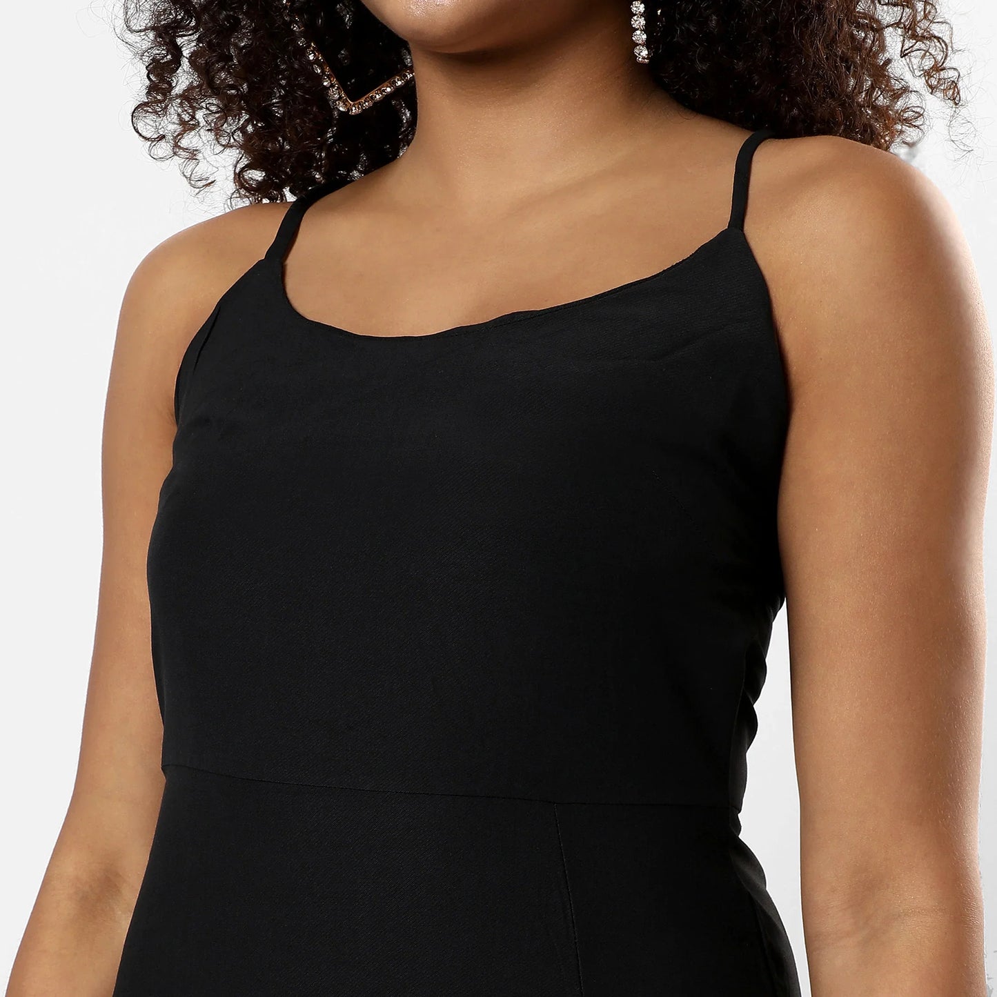 Solid Black Slit Dress