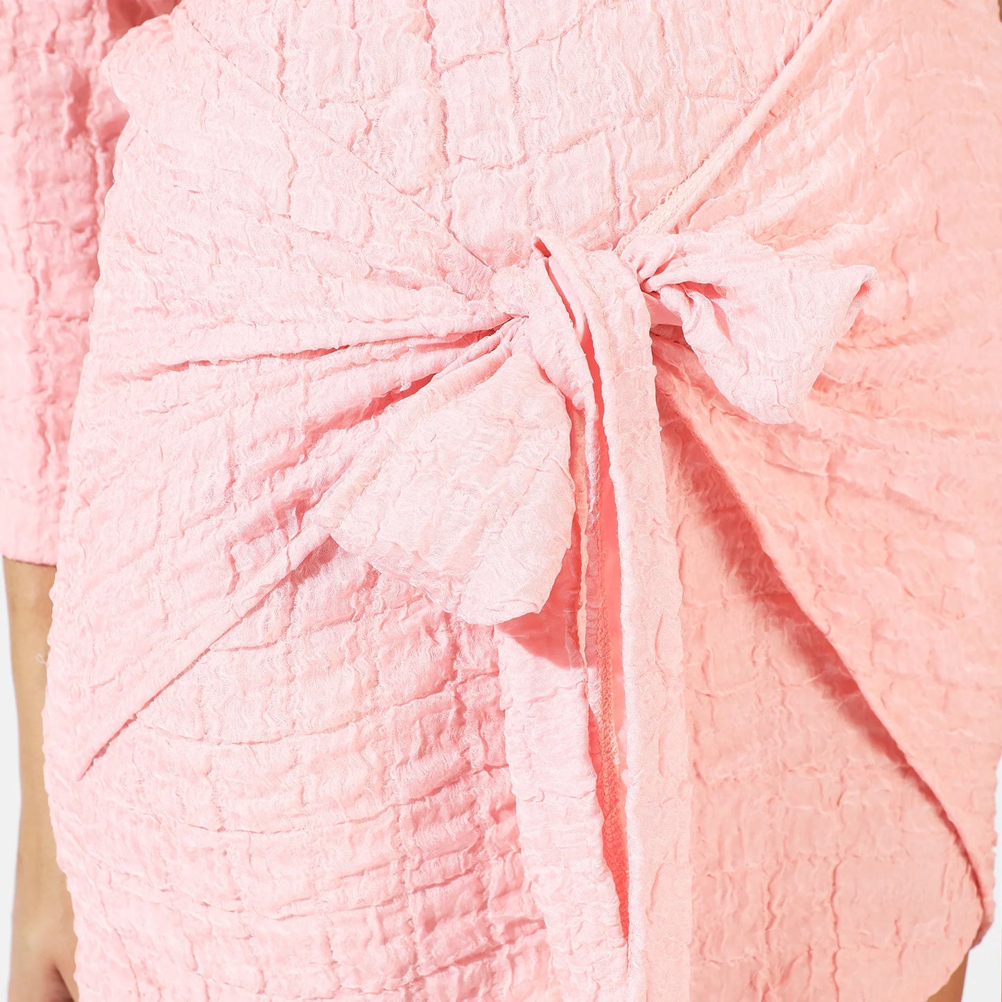 Pink Solid Cutout Dress