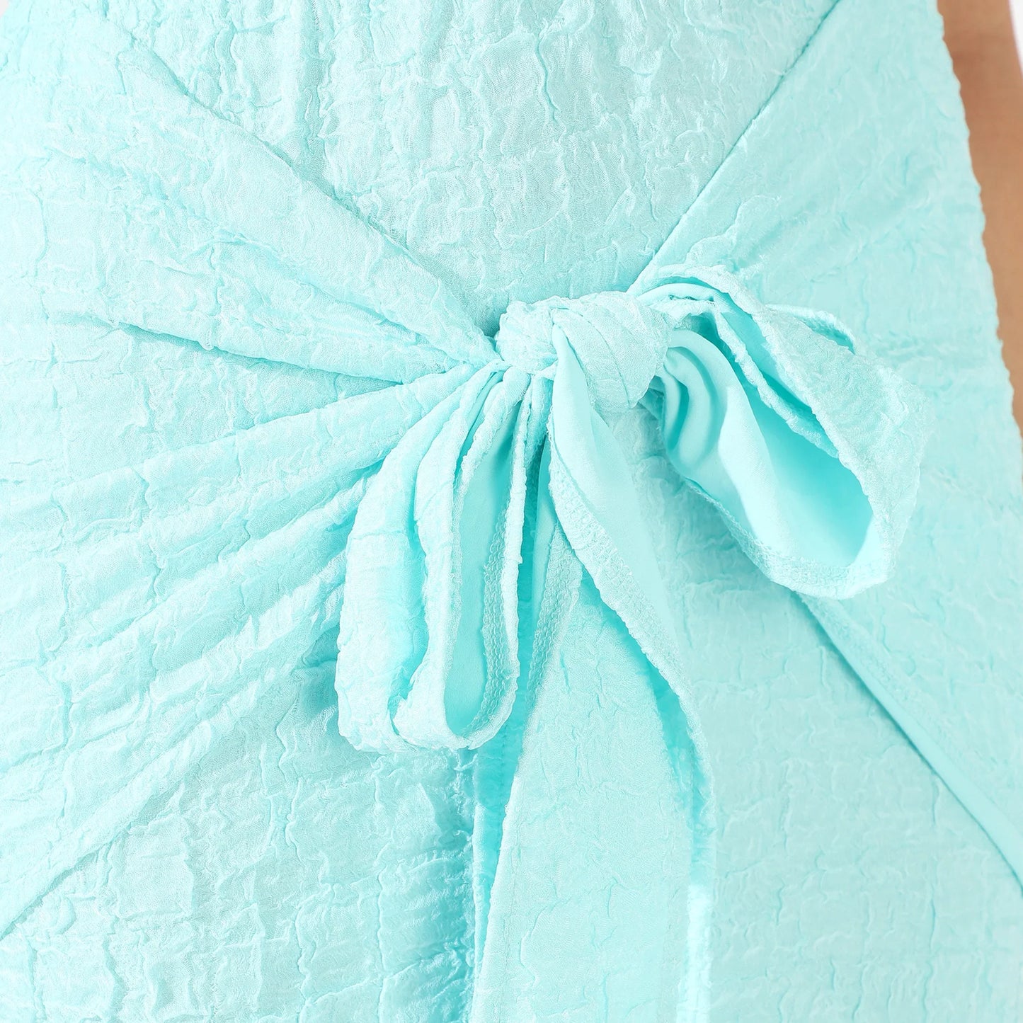 Light Blue Solid Cutout Dress