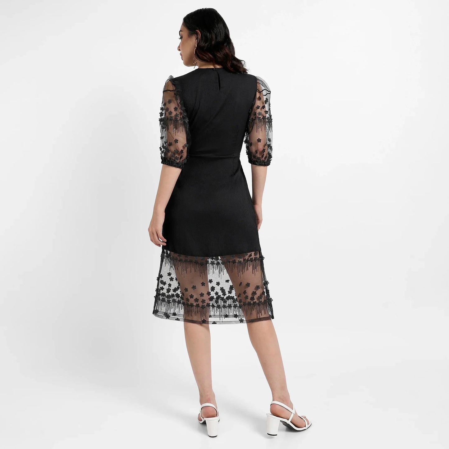 Black Self-design Dress With Cutout Detail