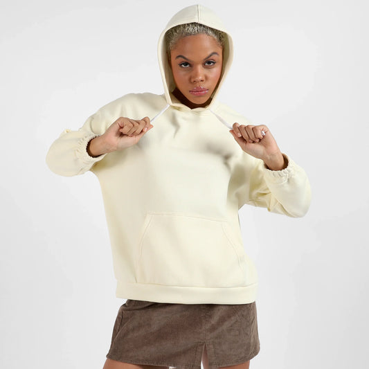 Off-White Oversized Basic Hoodie With Kangaroo Pocket