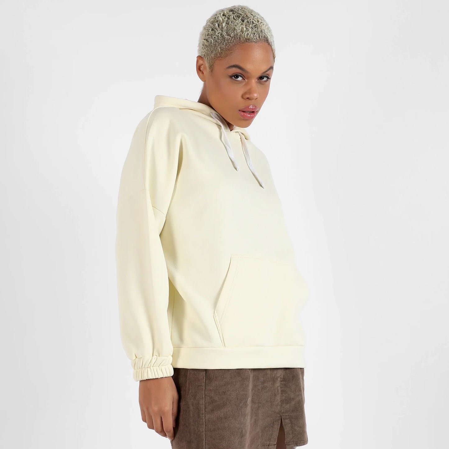 Off-White Oversized Basic Hoodie With Kangaroo Pocket