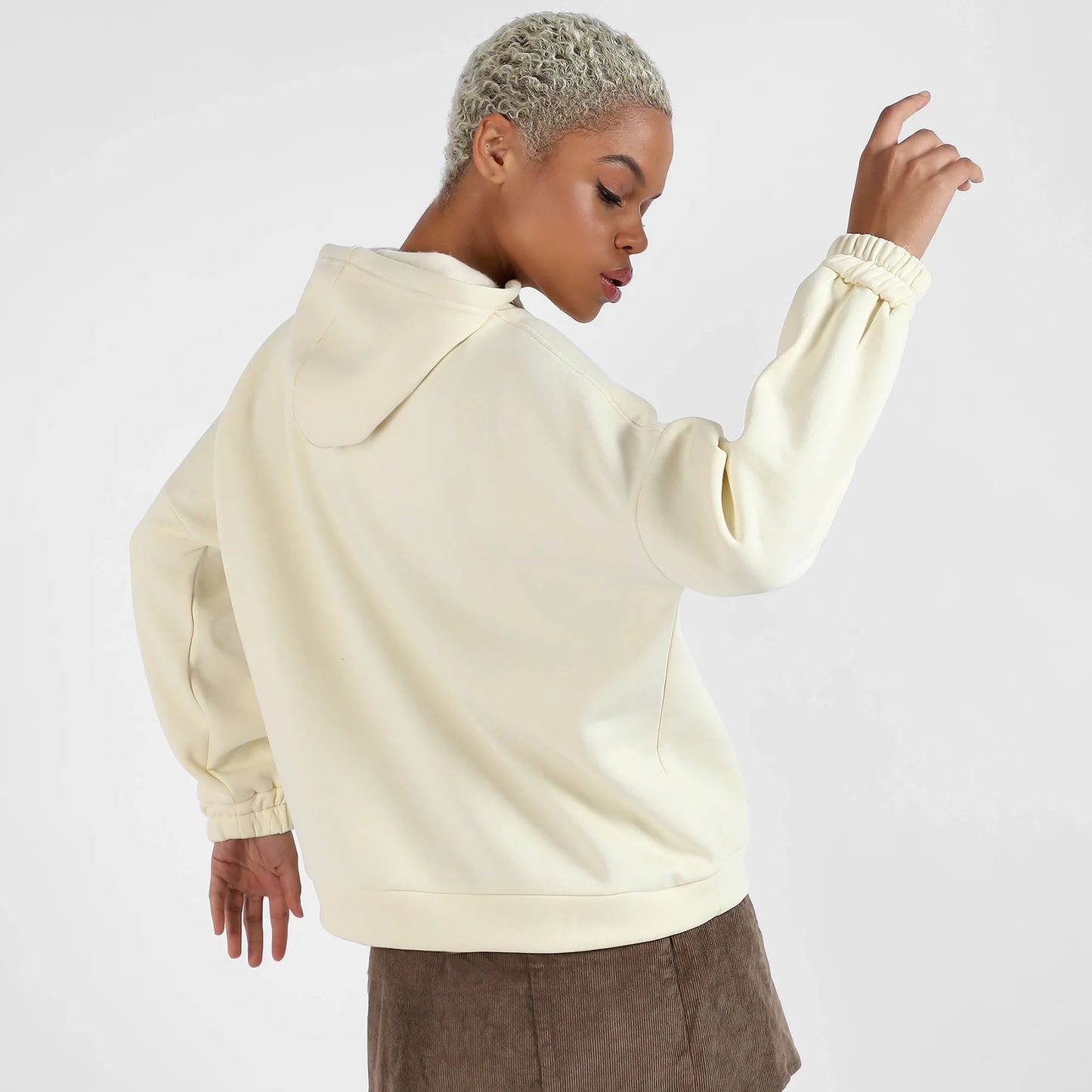 Off-White Oversized Basic Hoodie With Kangaroo Pocket
