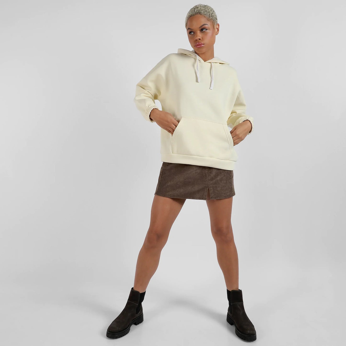 Off-White Oversized Basic Hoodie With Kangaroo Pocket