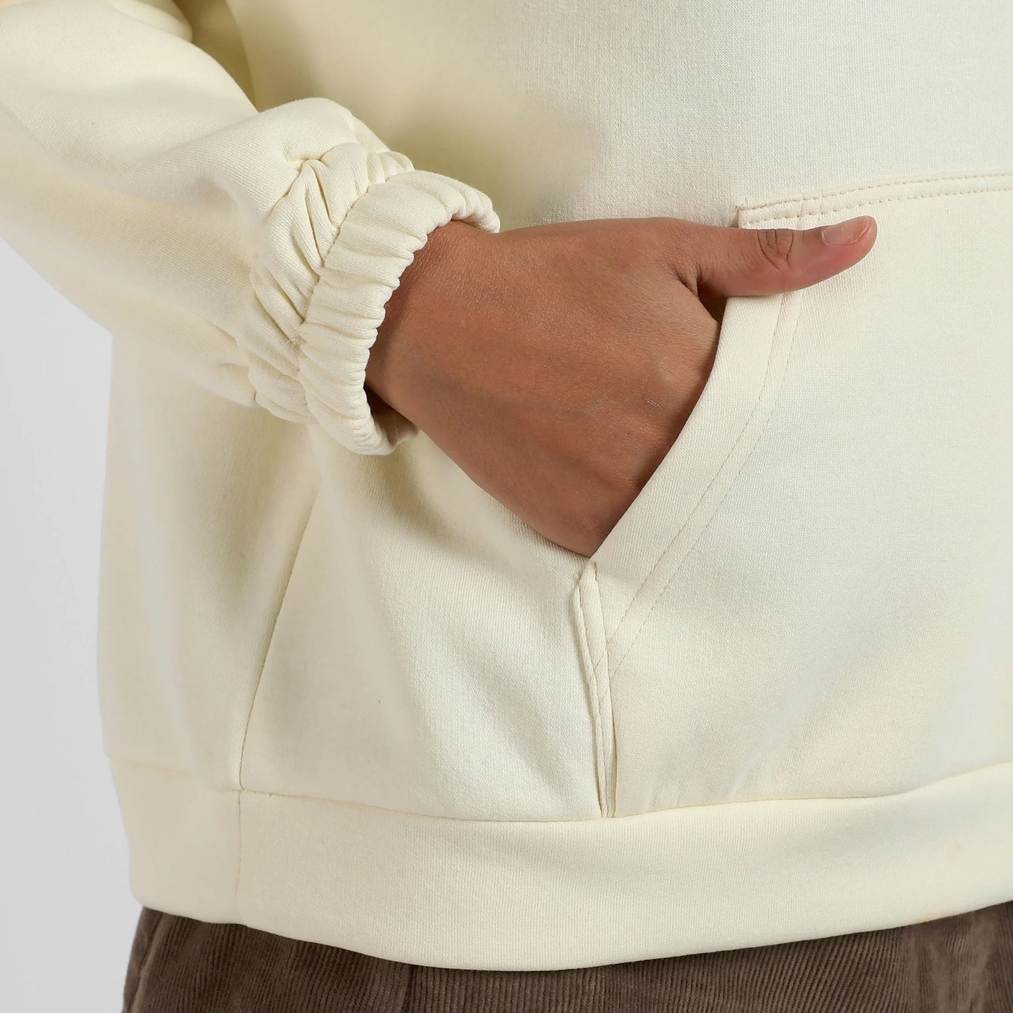 Off-White Oversized Basic Hoodie With Kangaroo Pocket
