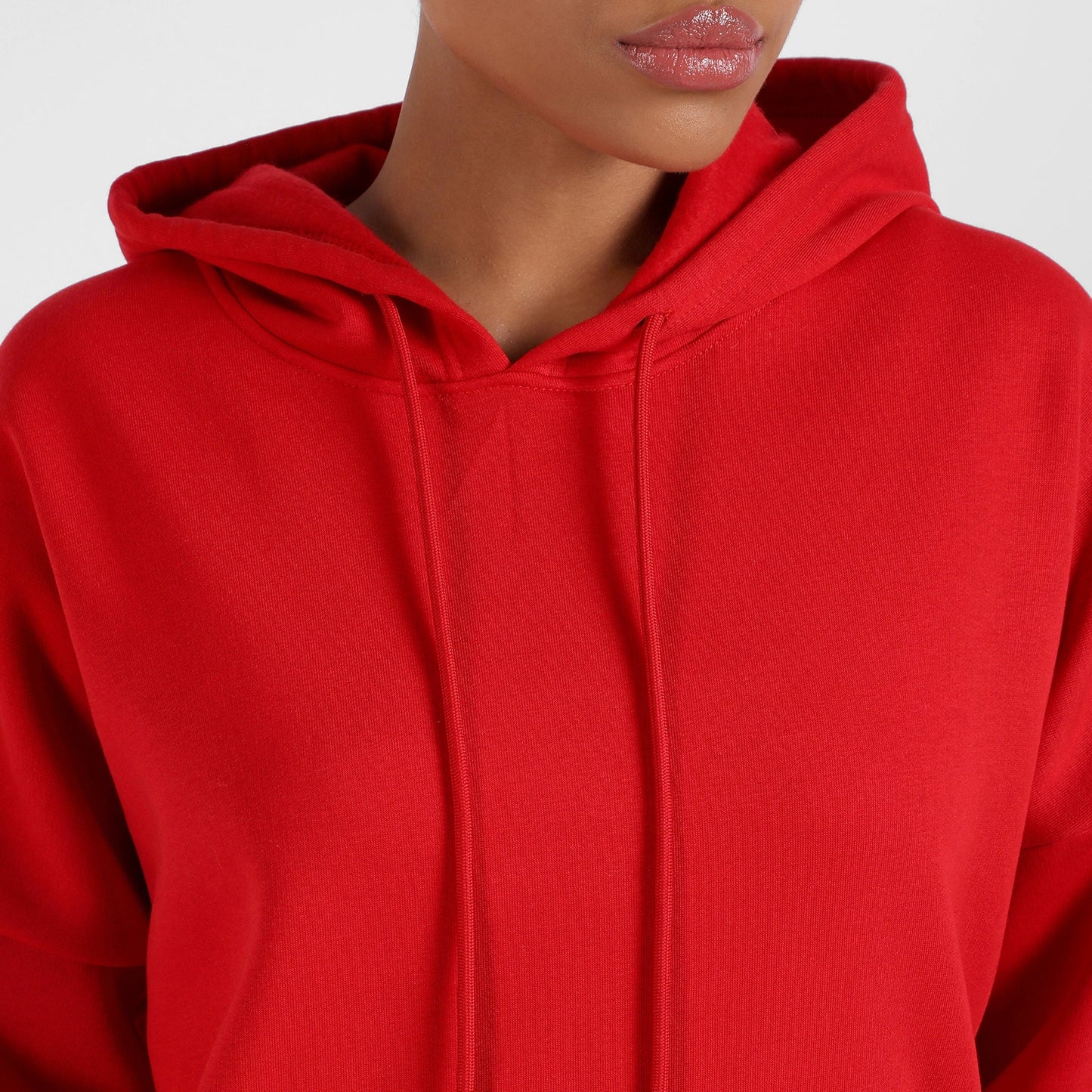 Crimson Red Oversized Basic Hoodie With Kangaroo Pocket