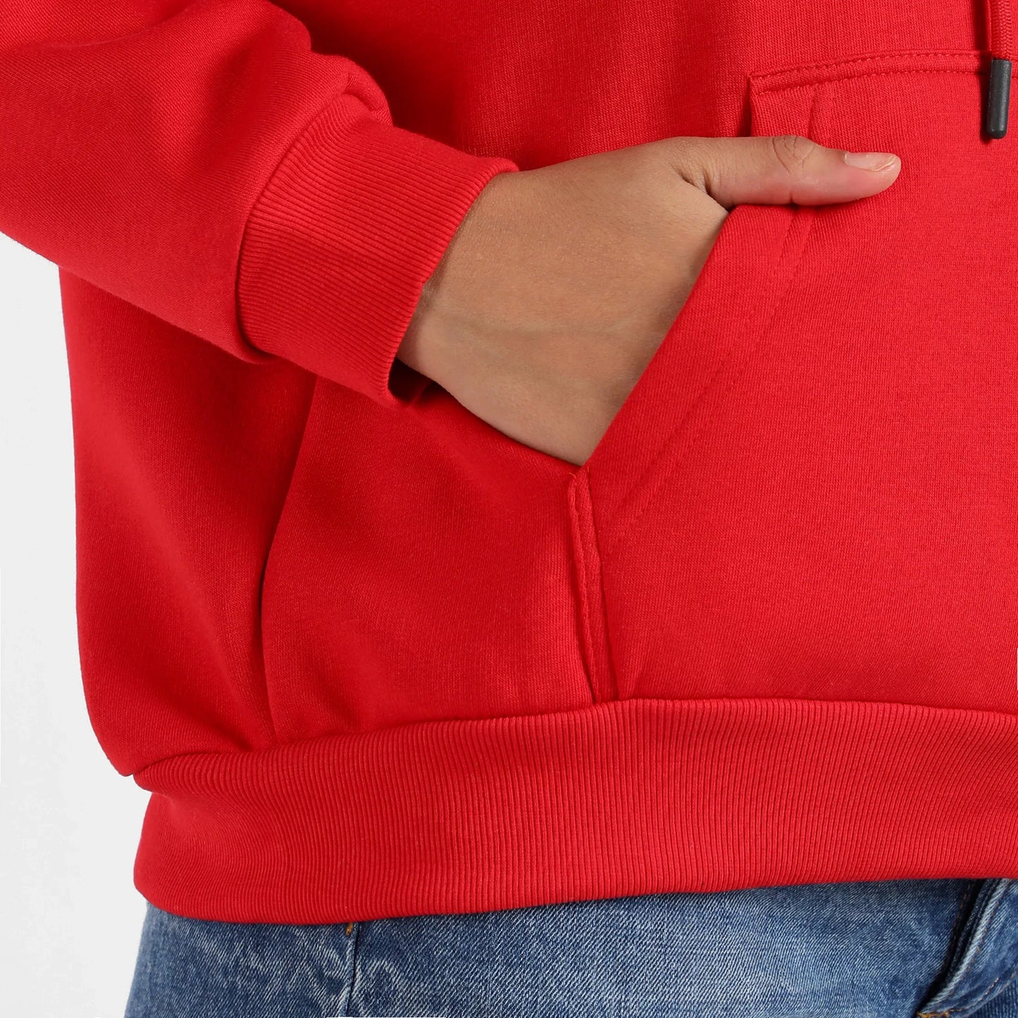 Crimson Red Oversized Basic Hoodie With Kangaroo Pocket