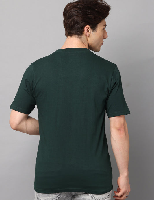 Men's Olive Solid Regular Fit T-Shirt