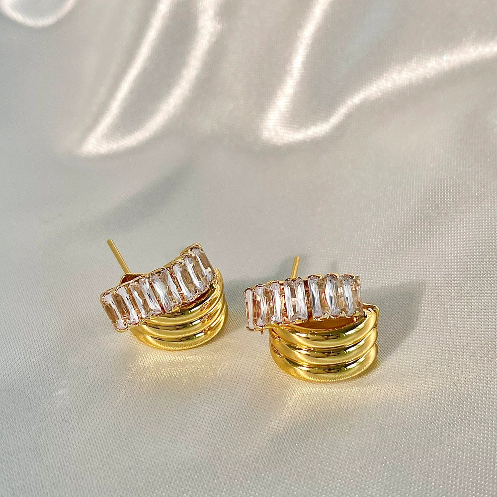 Glossy Polish Crystal Stacked Hoop Earrings jlt11683 Just Lil Things