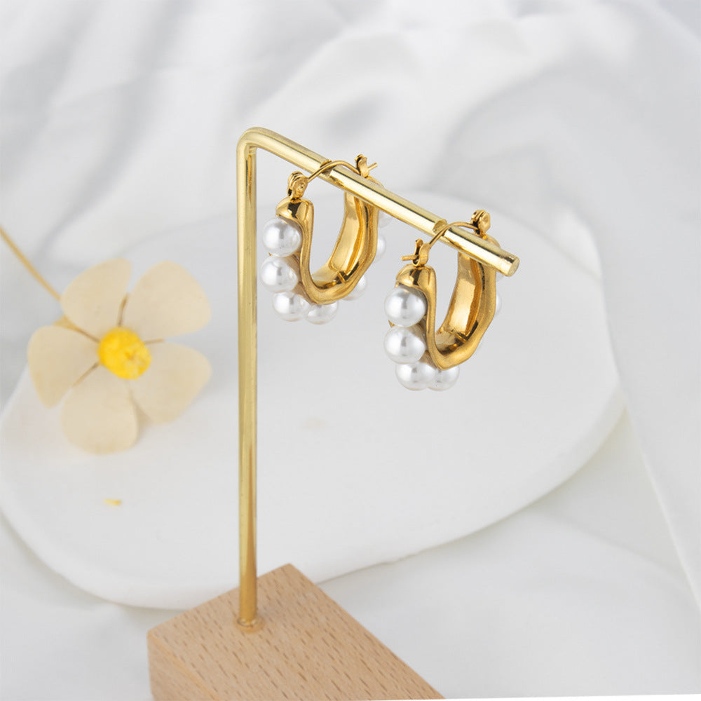Gold Pearl Hoop Earrings JLT11729 Just Lil Things