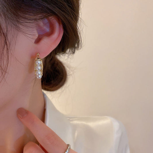 Gold Pearl Hoop Earrings JLT11729 Just Lil Things