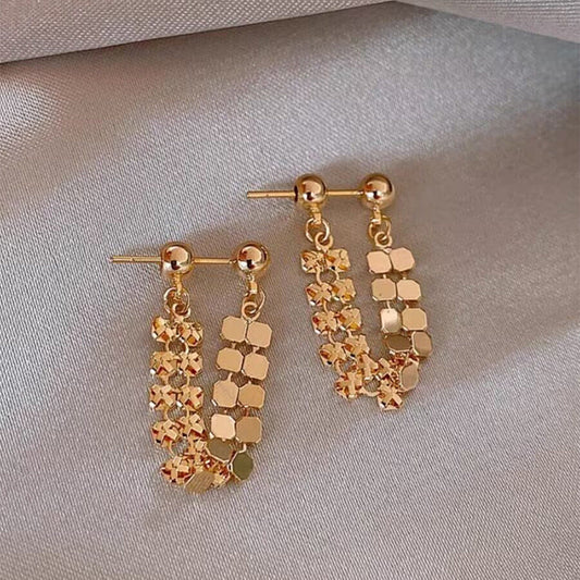Elegant Hexagonal U Link Hoop Earrings jlt11793 Just Lil Things