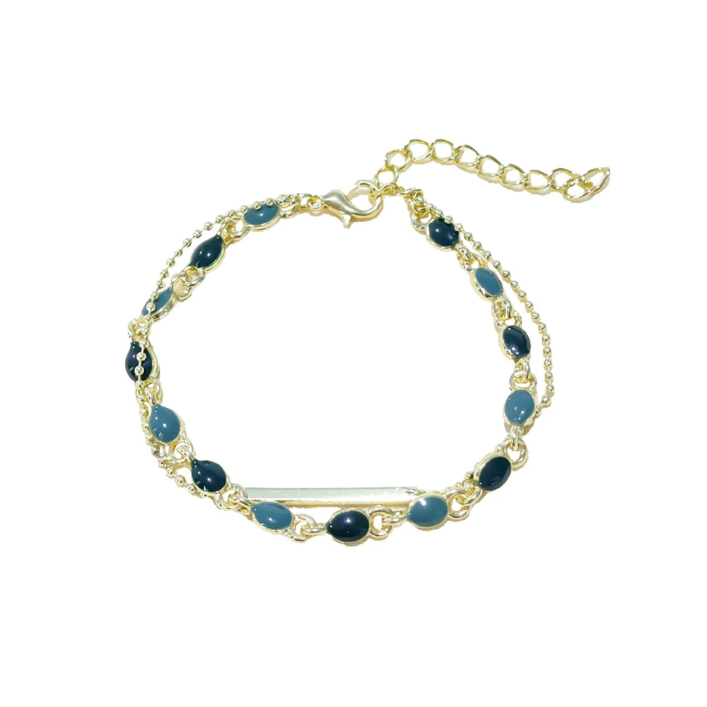 Just Lil Things Artificial Emerald & Grey Dual-Layer| Minimal Elegant Bracelets jltb0260 Just Lil Things
