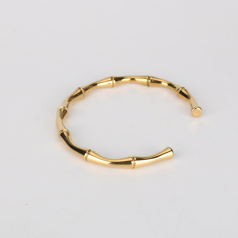 Just Lil Things Artificial Golden Bamboo Textured Open Cuff Bracelets jltb0332 Just Lil Things