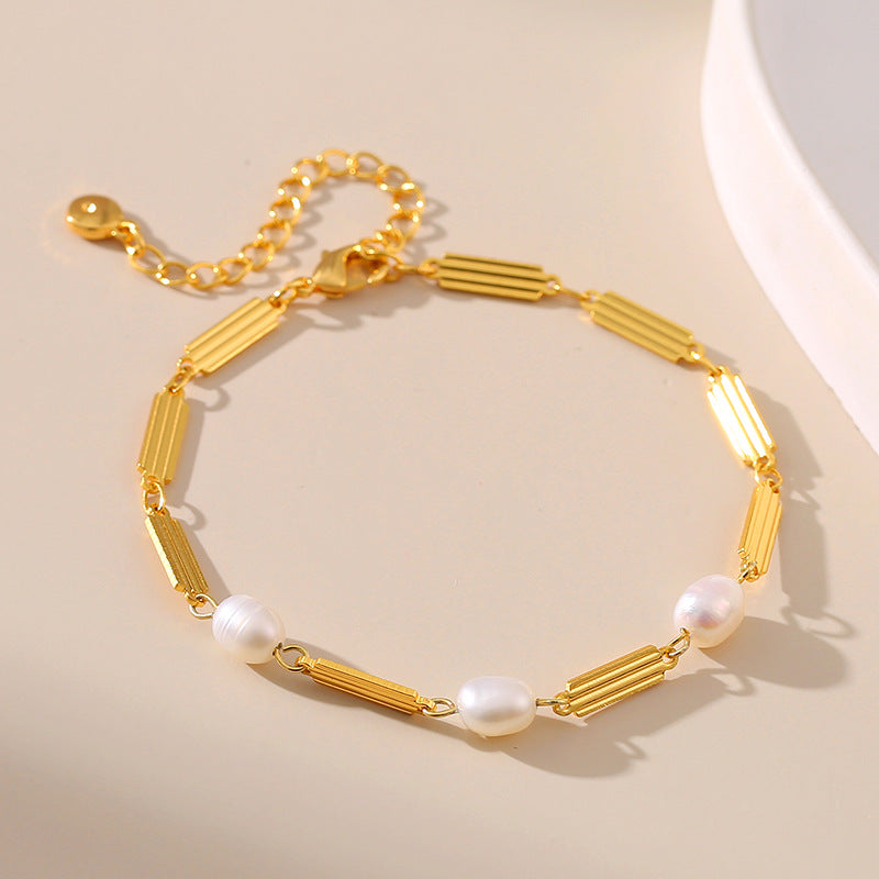 just-lil-things-artificial-Trendy Gold Minimalist Bracelet with Pearl Accents-jltb0363 Just Lil Things
