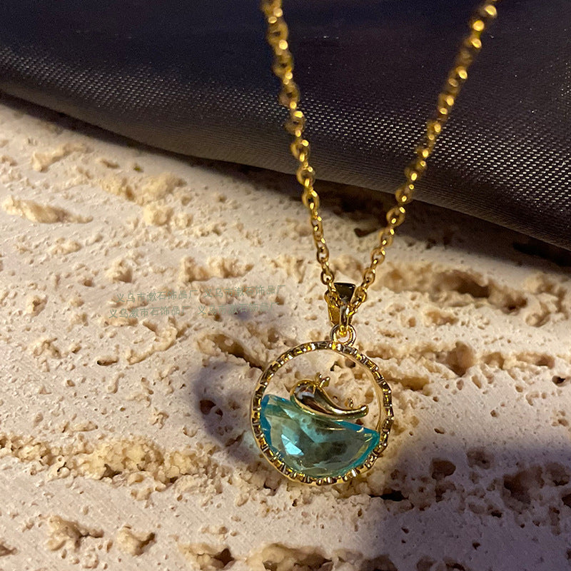 Blue Crystal whale Pendant Necklace – Elegant Nature-Inspired Jewelry JLTN0540 Just Lil Things