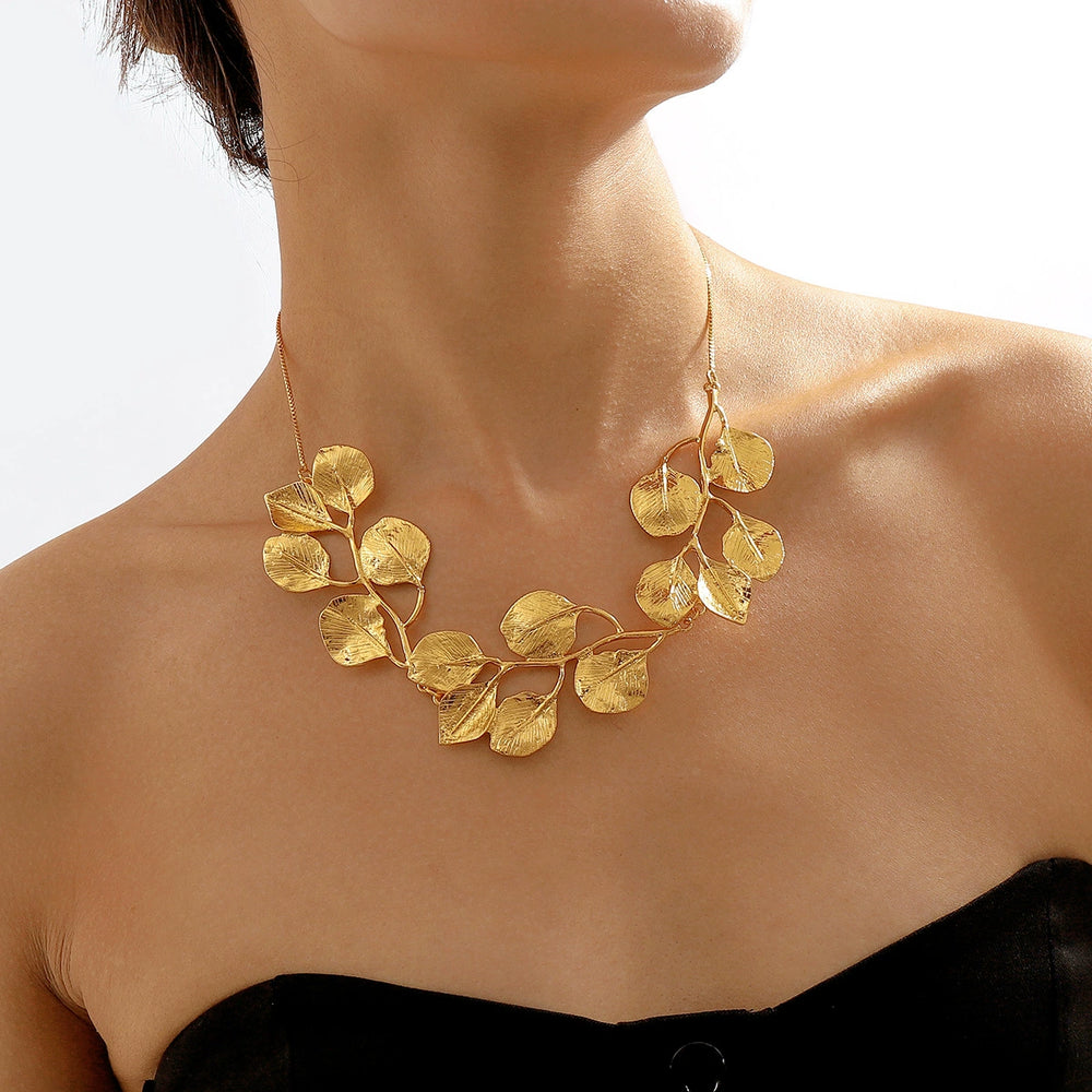 Golden Leaf Choker Necklace JLTN0699 Just Lil Things