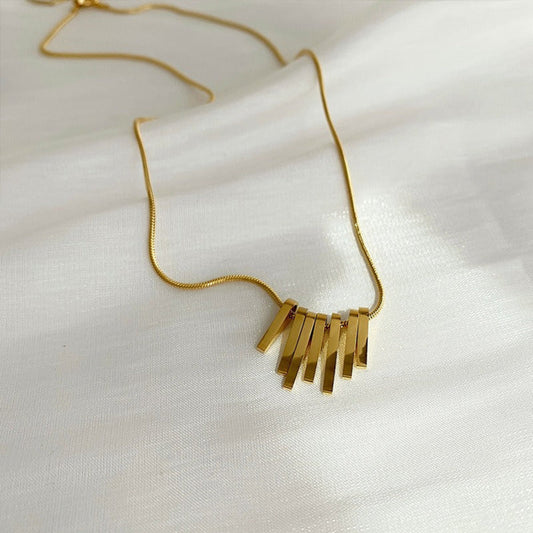 Vertical cascading pendant chain Necklace- JLTN0707 Just Lil Things