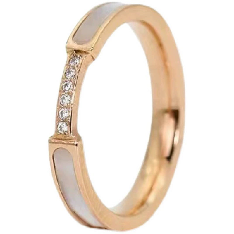 Artificial White Enamel Gold Ring with Crystal Detailing jltr0239 Just Lil Things
