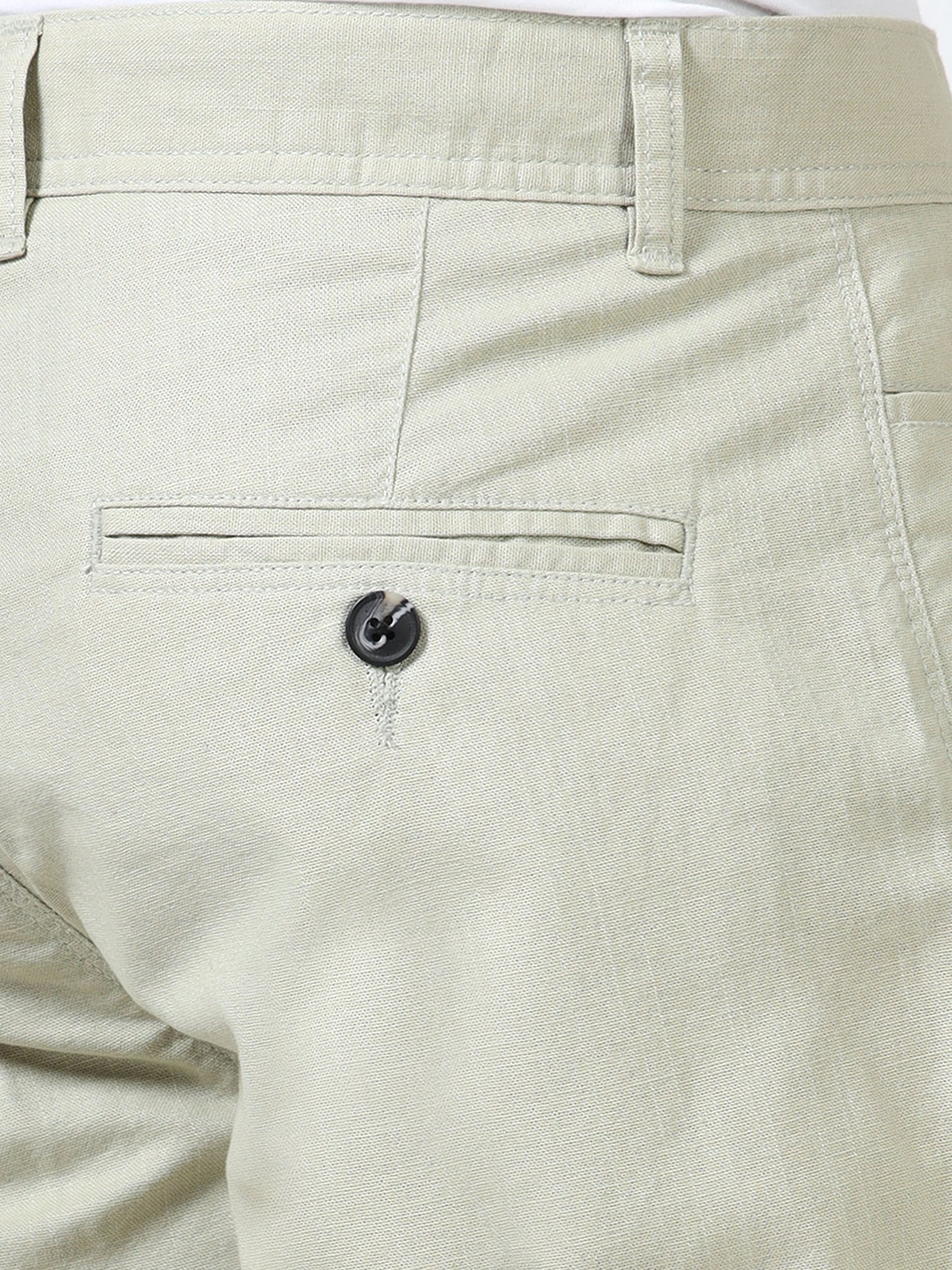 Men's Olive Regular Fit Solid Linen Shorts