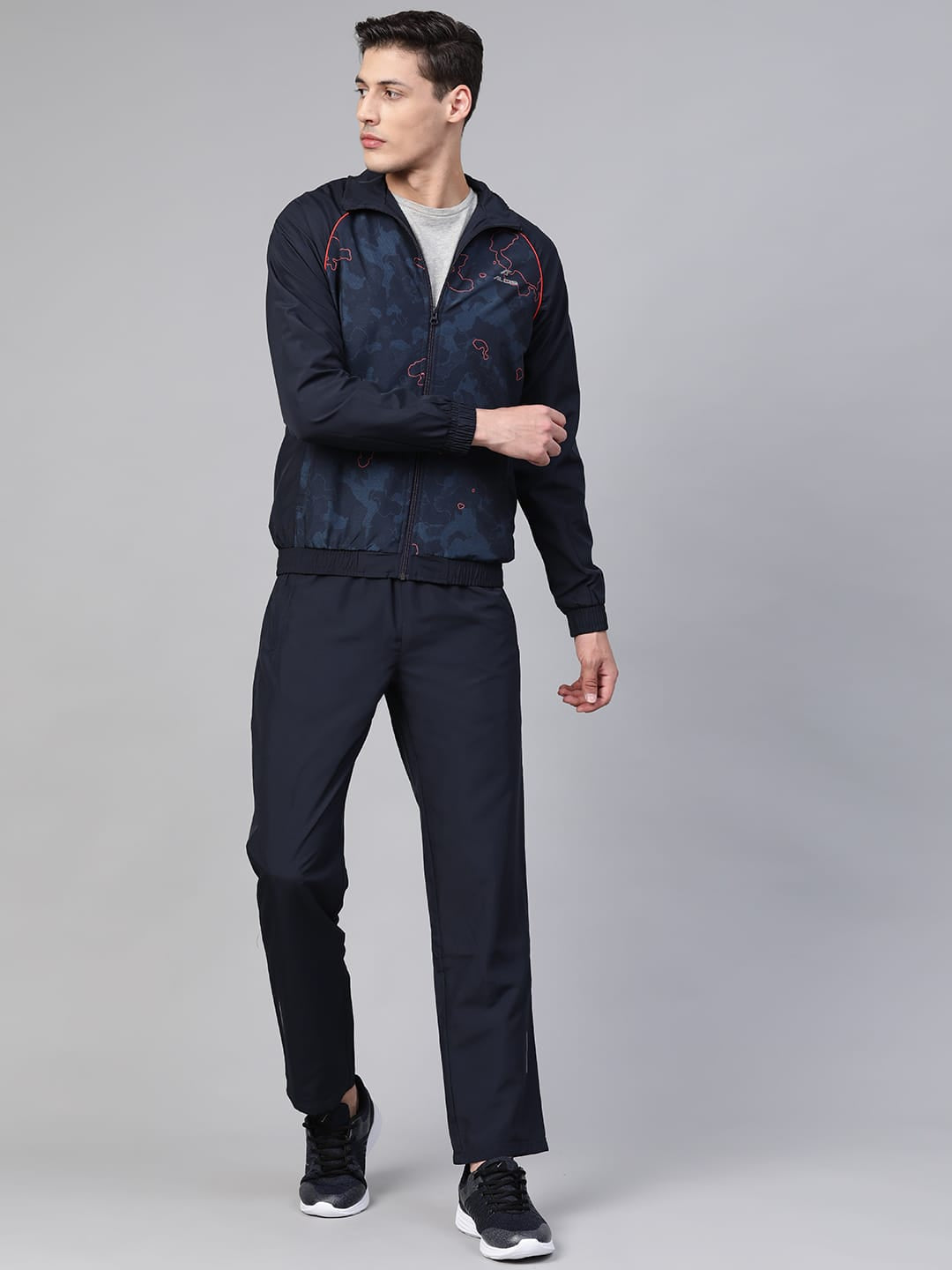 Alcis Men Navy Blue Printed Sports Tracksuit