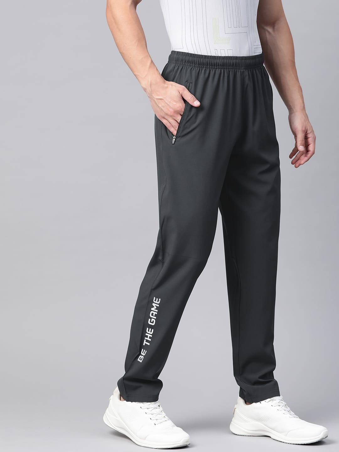 Alcis Men Charcoal Grey Solid Track Pants