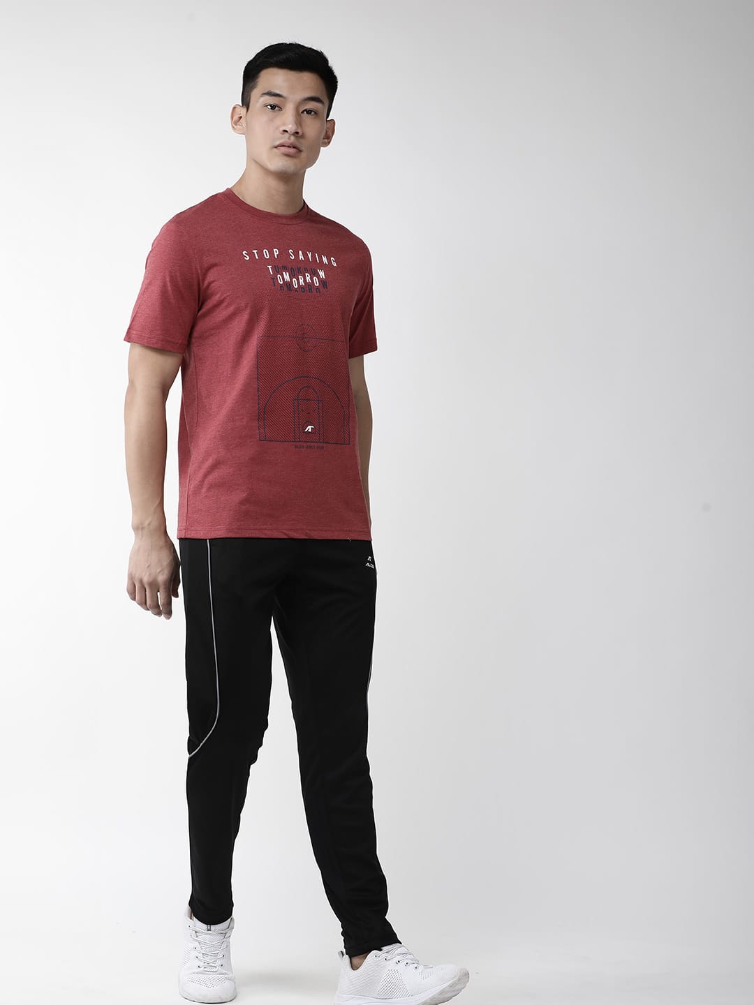 Alcis Men Red Printed Round Neck Outdoor T-shirt
