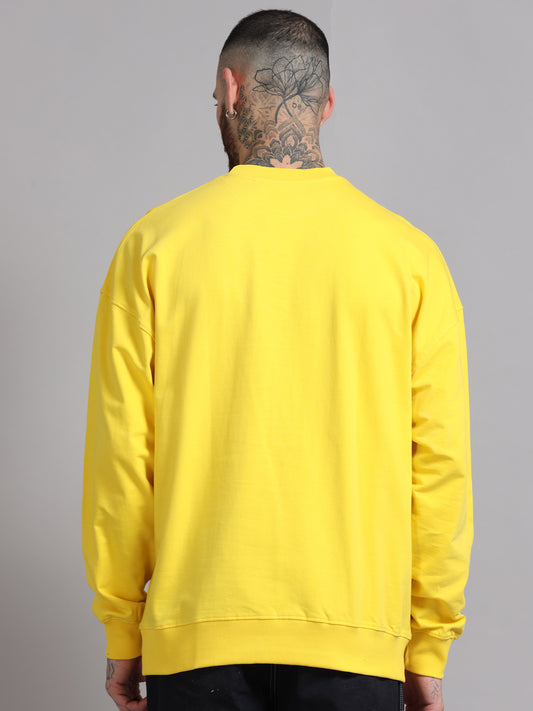 Men's Yellow Graphic Print Oversized Sweatshirt