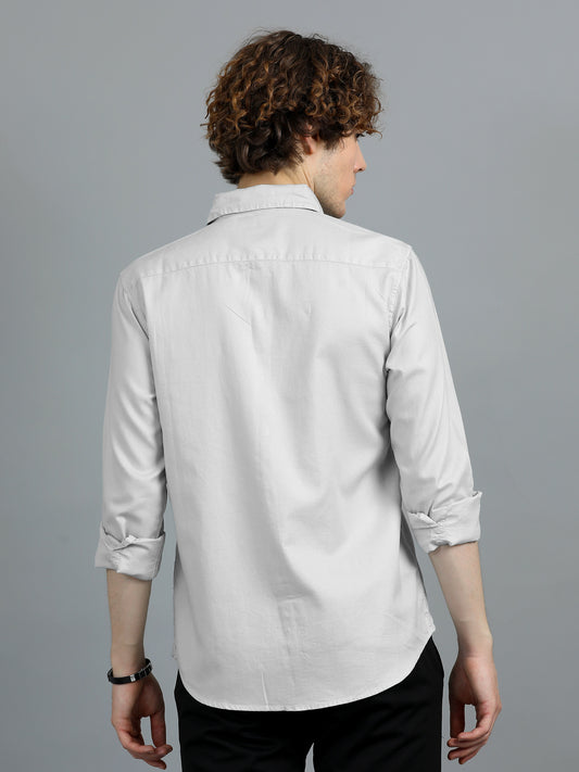 Men's Grey Solid Regular Fit Shirt