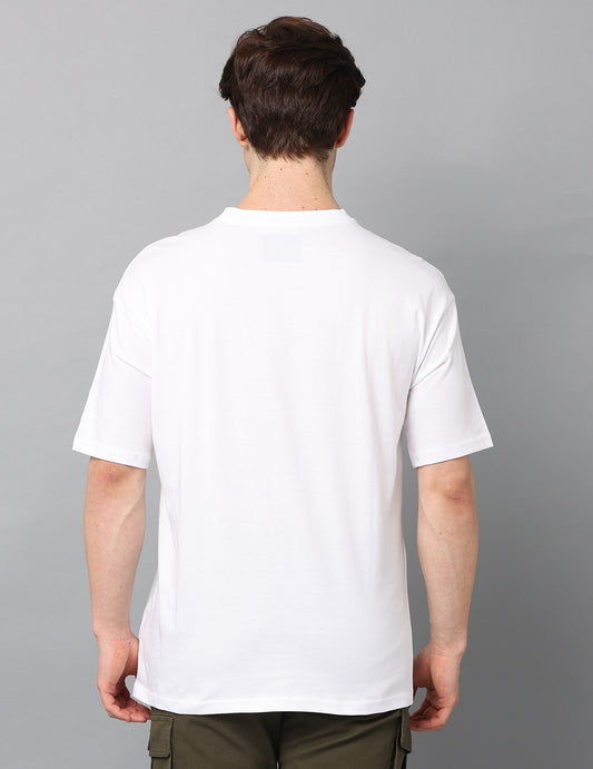Men's White Solid Oversized T-Shirt
