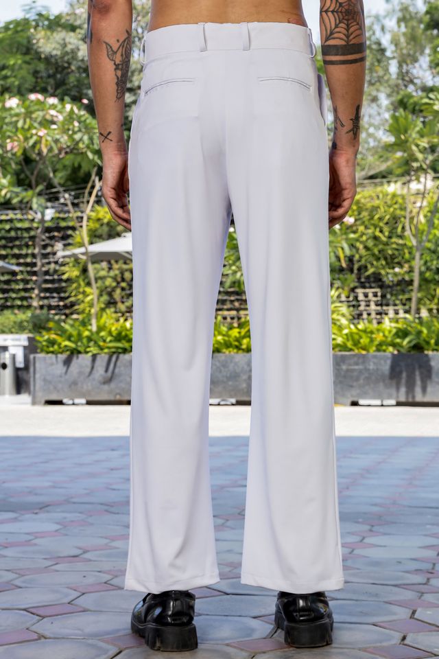 White Baggy fit Street Savvy Double Pleated Korean Trousers