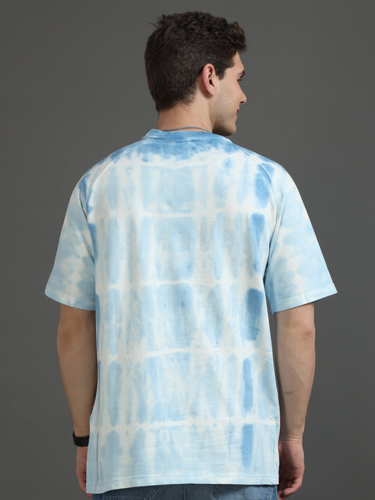 Men's Blue Tie and Dye Oversized T-Shirt