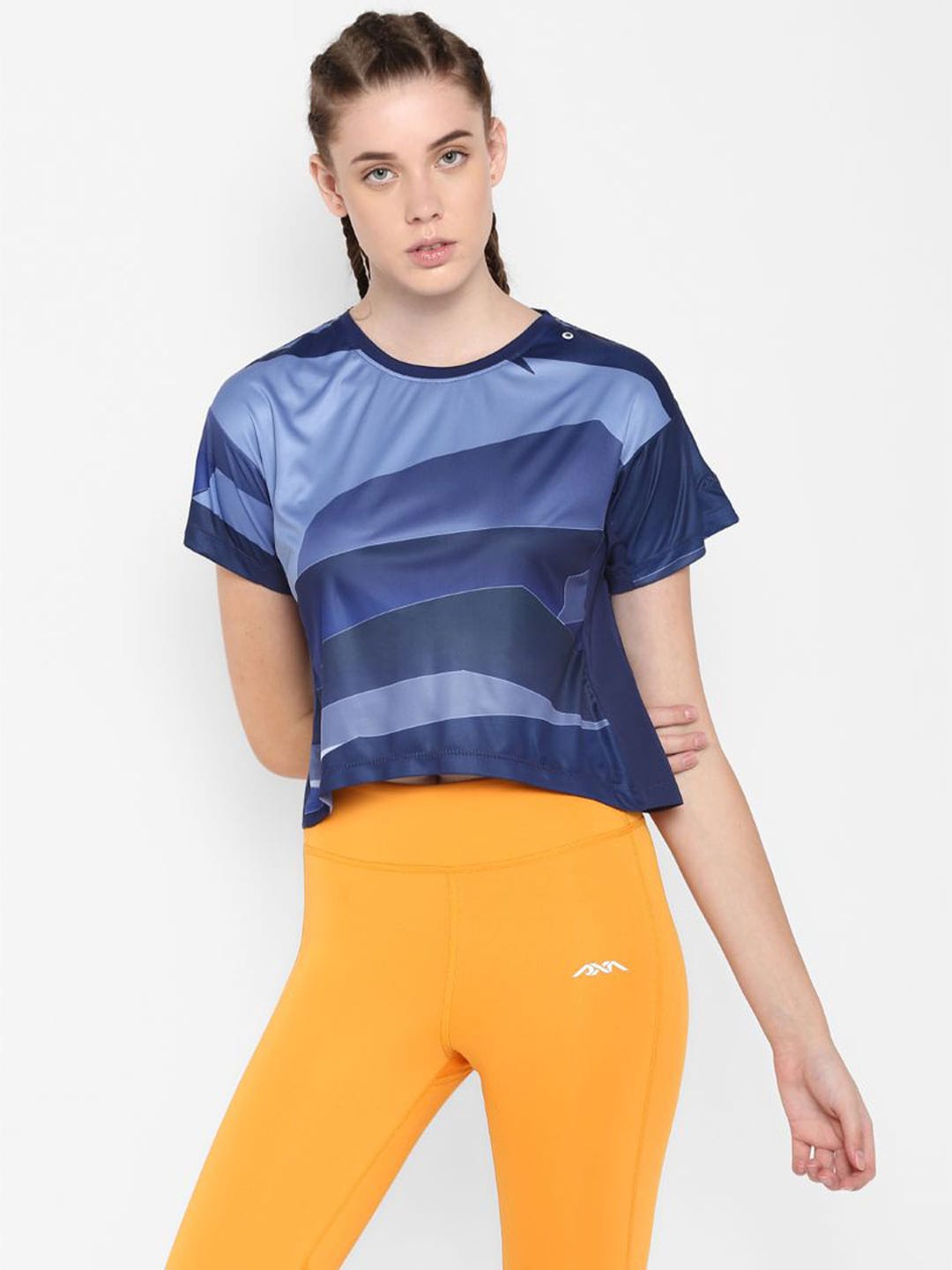 Alcis Women Navy Blue Printed Round Neck T-shirt