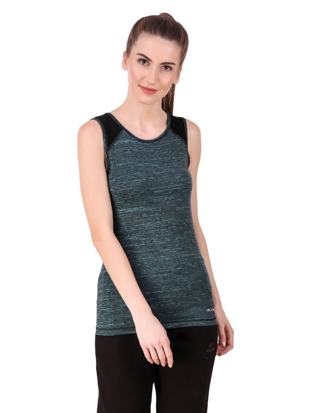 Alcis Women Blue Solid Fitted Knitted Top