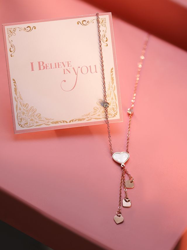 18K Rose Gold-Plated Heart Charm Layered Necklace