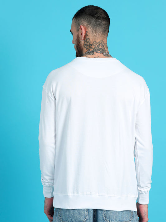 Men's White Solid Oversized T-Shirt